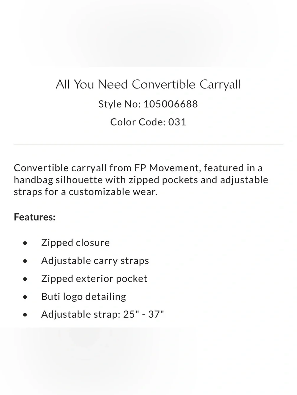 1476. FREE PEOPLE All You Need Convertible Carryall in Sage NWT $128